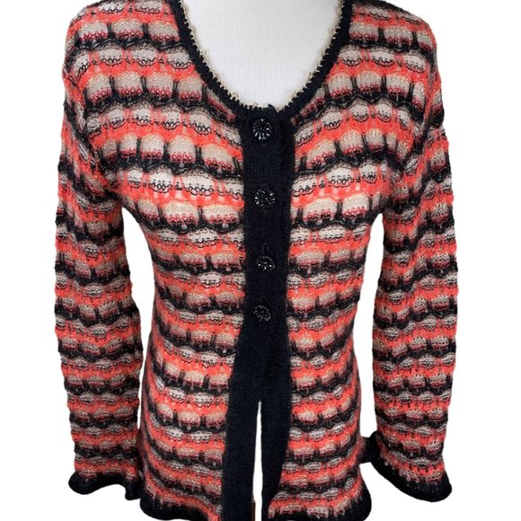 Christian Lacroix Sweaters - Vintage CHRISTIAN LACROIX Bazar Mohair Blend Striped Cardigan Size M Lightweight